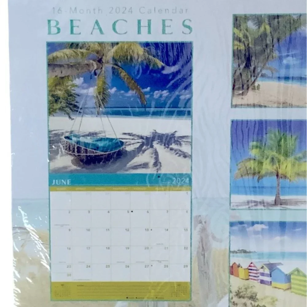 Calendar 2024 Tropical Beaches 16 Months Full Size Wall Calendar Gift 12 X 22 In